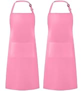 Syntus 2 Pack Adjustable Bib Apron Waterdrop Resistant with 2 Pockets Cooking Kitchen Aprons for ...