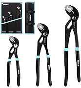 SHALL 3-Piece Groove Joint Pliers Set (12, 9-1/2, 7 Inch), Push-Lock Water Pump Pliers In Cr-v St...