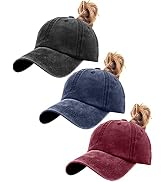 ZEXIAN Womens Vintage Washed Distressed Baseball-Cap with Ponytail Hole Sport Golf Hat