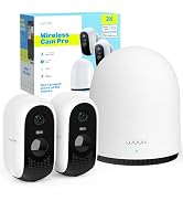 WUUK 2 Cameras for Home Security Outdoor Wireless WiFi, No Subscription, 2K Battery Powered Outdo...
