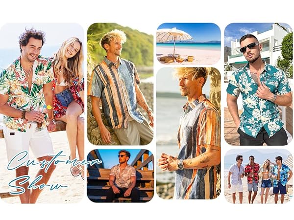 COOFANDY Mens Short Sleeve Floral Casual Vacation Shirt