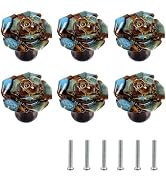 UTALIND 6 Pcs Rose Flower Decorative Cabinet Knobs, Ceramic Unique Knobs Drawer Pulls for Wardrob...