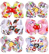 Whaline Hair Clip - 6Pcs Back to School Bow Hair Clips in Multi Color, Grosgrain Material, for Gi...