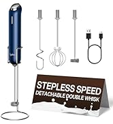 InstaWhisk Milk Frother with Variable Speed, Rechargeable Coffee Frother Wand with Detachable Dou...