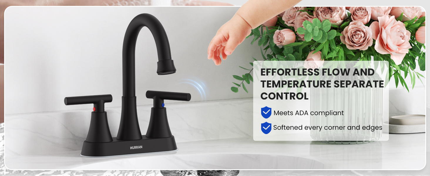 Matte Black Bathroom Sink Faucet Bathroom Faucets for Sink 3 Hole Faucet for Bathroom Sink Vanity RV