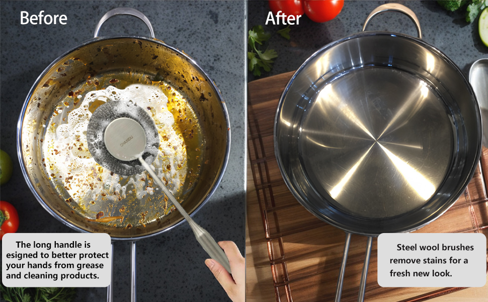 2025 new stainless steel wool scrubber with handle