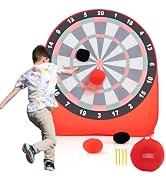 SPORFIT 5.5Ft Tall Giant Kick Darts Game, Outdoor Throw & Kick Soccer Target Dartboard with 4 Kic...