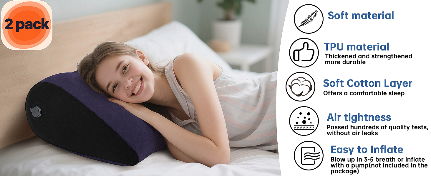 Sleeping Support Pillows for Legs Body Cushion Inflatable Back Wedge Pillow for Bed