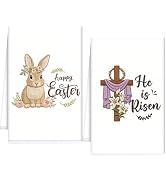 InIsaJace Happy Easter Kitchen Towels Set of 2, He is Risen Easter Cross Dish Towels Gifts for Co...