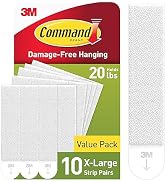 Command 20 lb XL Heavyweight Picture Hanging Strips 10 Pairs, Damage Free Picture Hangers, Heavy ...