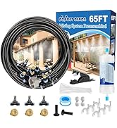 Pre-assembled Misters for Outside Patio,Outdoor Misting Cooling System w Filter,65FT|19M. Backyar...