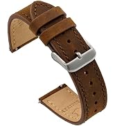 Benchmark Leather Watch Band - Crazy Horse Leather Watch Straps for Men & Women - Stainless-Steel...