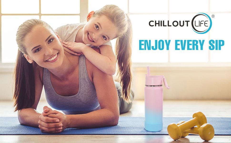 CHILLOUT LIFE Vacuum Insulated Stainless Steel Water Bottle for Kids School