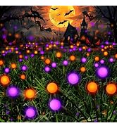 Halloween Solar Lights Outdoor, 6 Pack Firefly Lights Halloween Decorations | Orange and Purple, ...