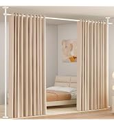SUNALLY Room Divider Curtain Rod, No Drilling Room Separator for Space Partition Adjustable 4-10f...