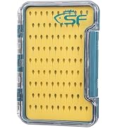 SF Slim Fly Fishing Box Thin Trout Flies Storage Box Plastic Clear Lid Yellow Silicone Waterproof...