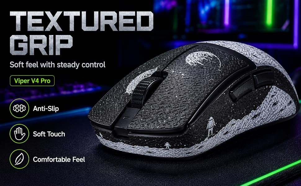 uconsmimo Mouse Grip Tape Sticker for Viper V4 Pro Earth Pattern