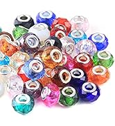Weebee Large Hole Glass Beads Murano Glass Beads Assortments Faceted European Lampwork Loose Spac...