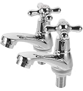 UKCOCO Faucet Hot Water Basin Cold Water Tap, Bathroom Sink Face Bathroom Taps Separate Hot and C...