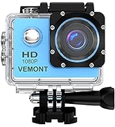 VEMONT Action Camera, 1080P 12MP Sports Camera Full HD 2.0 Inch Action Cam 30m/98ft Underwater Wa...