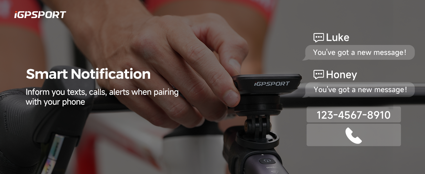 Smart notification interface mockup showing message alerts and contact information on dark background.