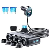 8 in 1 Cigarette Lighter Splitter,264W 4 Socket Car Cigarette Lighter Adapter,Type-C QC3.0 PD 30W...