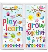 JarThenaAMCS Grow Together Window Clings Play Learn Window Stickers Colorful Motivational Double ...