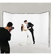 GSKAIWEN 7.87ft x 13.12ft White Screen Backdrop with Stand, Portable Large Wrinkle-Resistant Coll...