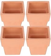 DOITOOL 4Pcs Light Brown Ceramic Succulent Pots with Drainage Hole, 3.14 Inch Square Flower Plant...