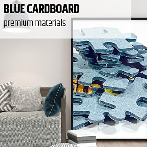 high quality, blue cardboard, premium, jigsaw, puzzle