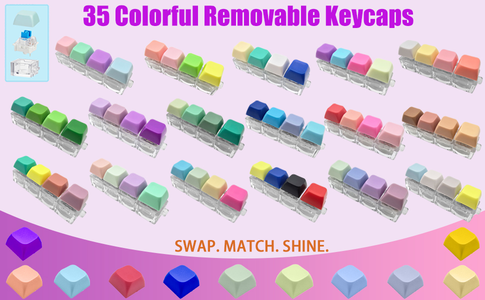 35 Colorful Removable Keycaps