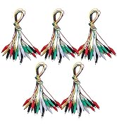 Tbestmax 50 Pcs 5 Colors Alligator Clips Test Lead Set, 50cm/19 inches (5 Pack)