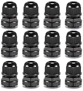 QILIPSU 1/2 NPT Nylon Cable Gland, Waterproof IP68 Adjustable Locknut for 6-12mm Cable Diameter (...
