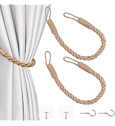 OCIOLI 2 Pieces Curtain Tiebacks Curtain Holdbacks Curtain Ties with Twisted Hemp Rope Decorative...