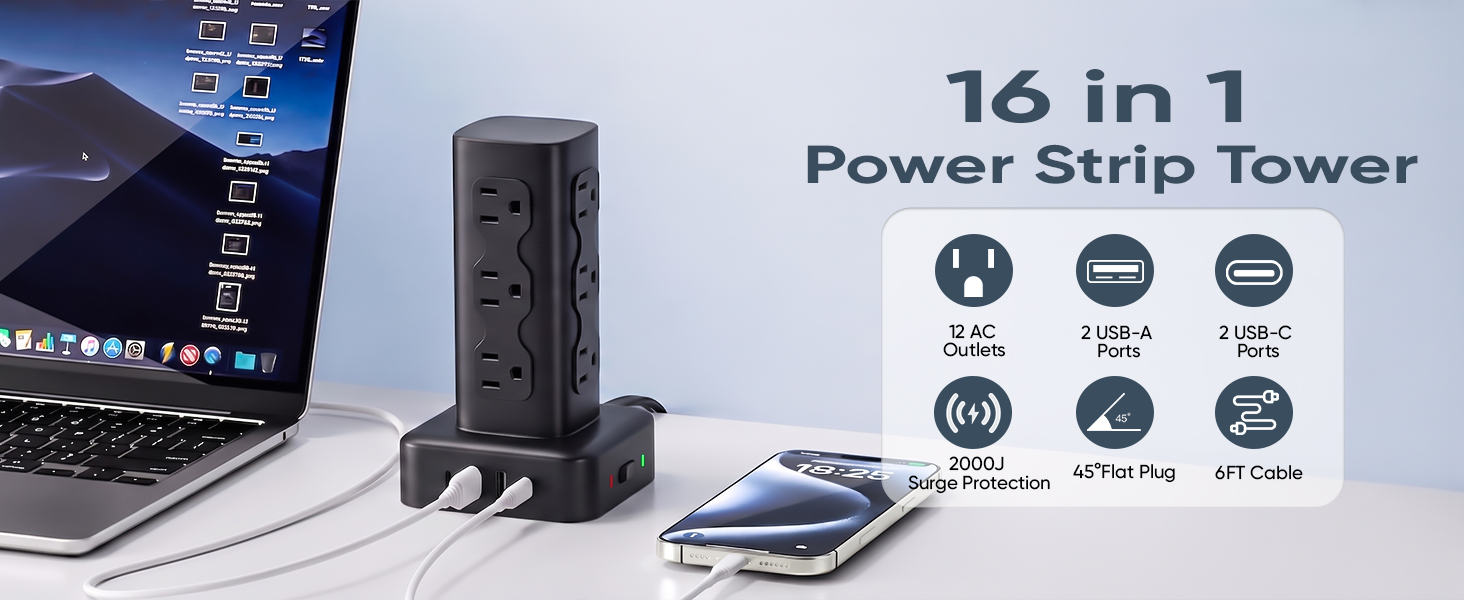 16 in 1 Power Strip Tower