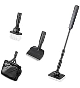 hygger Small Aquarium Cleaning Tools, 4 in 1 Fish Tank Cleaner Kit with Handle,Fish Net,Algae Scr...