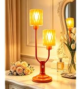 TECHYAP Table Lamp Dimmable Control, Complete with Vintage Bulbs, Farmhouse Home Decor Lamp, Prac...