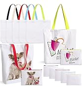 MAFYE 10 Pack Sublimation Blanks Canvas Tote bag, Reusable Large Grocery Bags DIY Heat Transfer C...