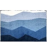 Sunlit 17"x24" Ombre Blue Bathroom Rug Non-Slip Absorbent Soft Bath Mat Set, Floor Mat Dry Fast M...