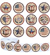 Whaline 1000Pcs Patriotic Stickers 4th of July Retro Round Decal Sticker American Flag Star Adhes...
