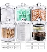 AOZITA 6 Pack Qtip Holder Dispenser for Cotton Ball, Cotton Swab, Cotton Round Pads, Floss - 10 o...