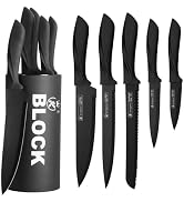 Knife Set, 6-Piece Black Professional Kitchen Knife Set for Chef, Super Sharp Knife Set with Univ...