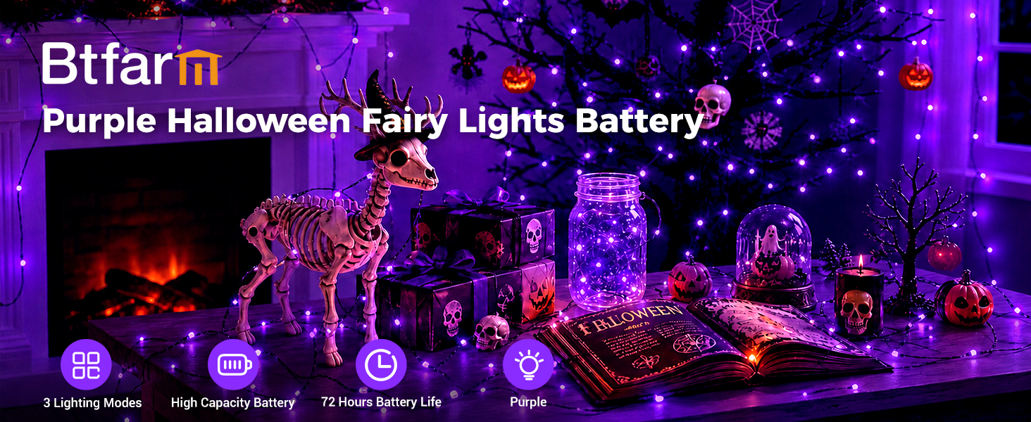 halloween fairy lights battery with 3 modes