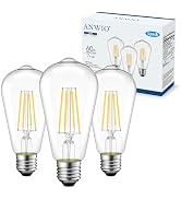 ANWIO Vintage LED Edison Bulbs 3-Pack, 7W, Equivalent 60W, Non-Dimmable, ST58 2700K Warm White An...