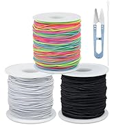 Black White Colorful FIVEIZERO Elastic Bracelet String,1mm,1.2mm,1.5mm 3 Rolls Elastic Cord for B...
