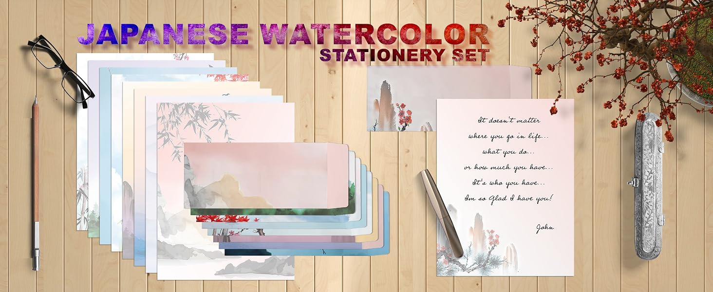 Japanese Watercolor Stationary set