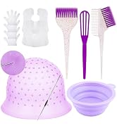 YOOVR 12PCS Hair Bleach Highlighting Kit with Hair Dye Brush and Bowl Set, Pre-Punched Silicone H...