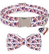 ARING PET American Flag Dog Collar, Unique 4th of July Patriotic Dog Collar with Bow, Adjustable ...