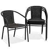 JEAREY Outdoor Patio Rattan Dining Chairs Set of 4, All Weather Stackable Dining Chairs for Garde...