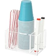 BOSSCASA Cup Holder with Marker Slot, Party Cup Dispenser Acrylic Cup Organizer Mark Your Cup and...